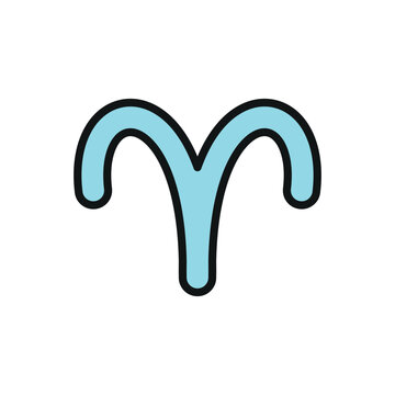 Aries icon in color with line for zodiac, astrology, and horoscope visuals.