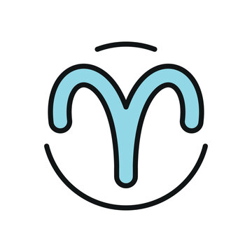 Aries icon in color with line for zodiac, astrology, and horoscope visuals.