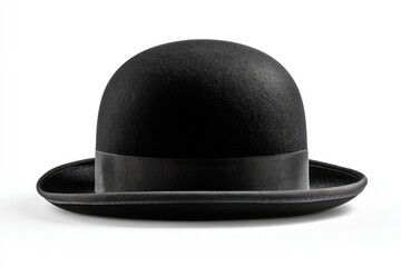 Black bowler hat, top view
