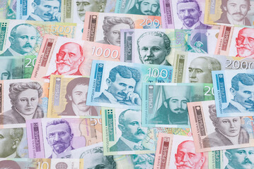 Serbian dinar currency banknotes