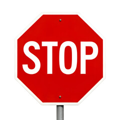 Red Stop Sign: A vibrant, octagon-shaped stop sign against a clear background, instantly commands attention, symbolizing safety, caution, and adherence to rules.