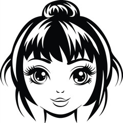 A black and white girl with topknot hairstyle is looking forward cheerfully