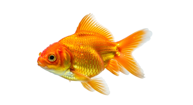 Orange goldfish swimming in the water isolated PNG with Transparent Background
