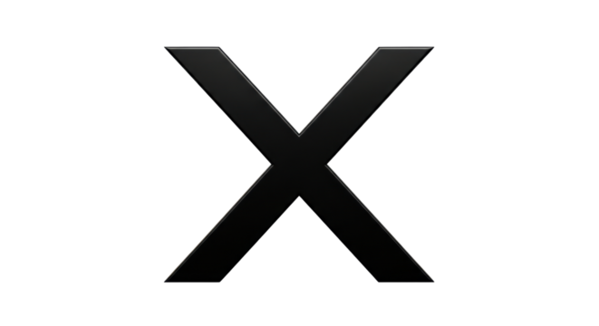 Isolated Black X Symbol, an Abstract Shape, an Element of Design, a Logo or Icon, Sign