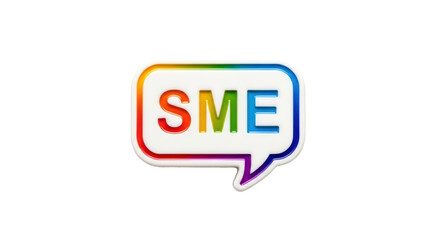 Isolated communication colorful sign with SME text on a white talking bubble shape graphic