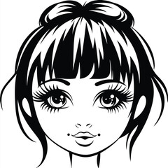 Beautiful girl shows off her elegant hairstyle in this stunning monochrome illustration