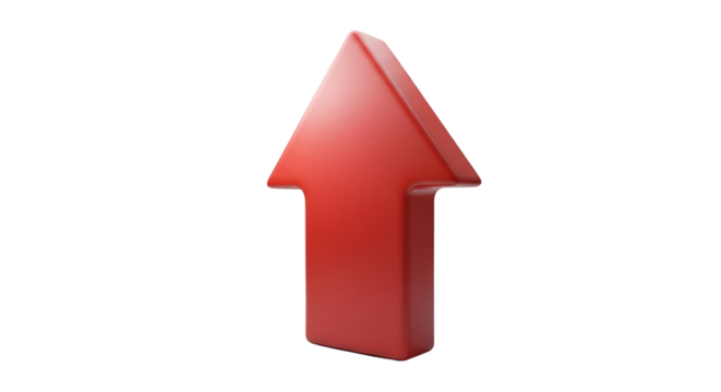 Red upward pointing arrow isolated PNG with Transparent Background