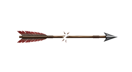 Broken arrow with red fletching isolated PNG with Transparent Background