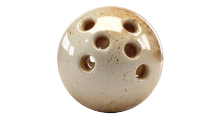 Obraz premium Decorative Ceramic Ball with Multiple Holes in Neutral Beige with Brown Speckles