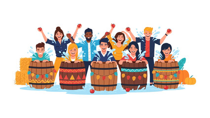 Autumn Festival Fun: A lively illustration captures the spirit of an autumn festival.