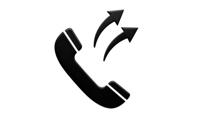 Isolated black vintage handset phone icon with two arrows indicating incoming call signal