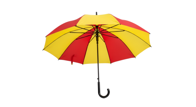 Red and yellow striped umbrella isolated PNG with Transparent Background