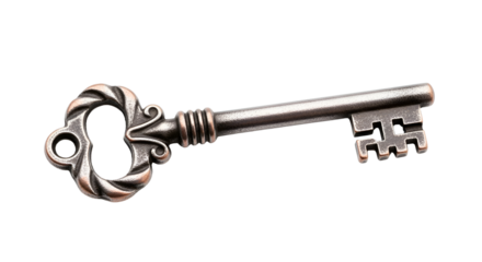 Antique key with intricate details isolated PNG with Transparent Background
