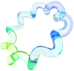 3D Colorful Glass abstract shape element. Glossy iridescent geometric form. Crystal glass illustration with gradient dispersion effect