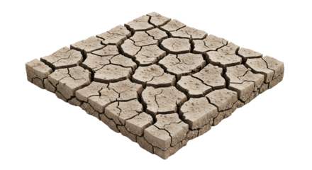 Cracked dry earth soil tile isolated PNG with Transparent Background
