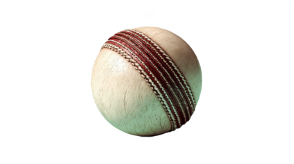 Cricket Ball with Red and White Seam on Light Green Background