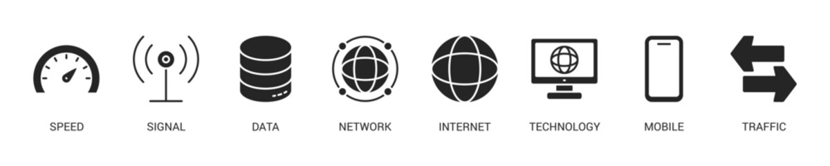 Fototapeta premium 5G Glyph Icon Set For Web Banner. Vector Illustration Concept With Some Icons. Designed In Glyph Style