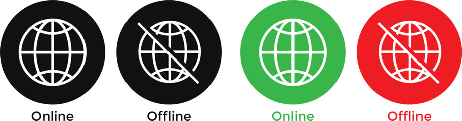 Obraz premium online and offline icon set. Internet on and internet off symbol. Internet status sign