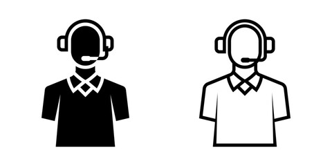 Customer Service icon set. Simple Flat Style Support Man Operator Avatar Silhouette Icon