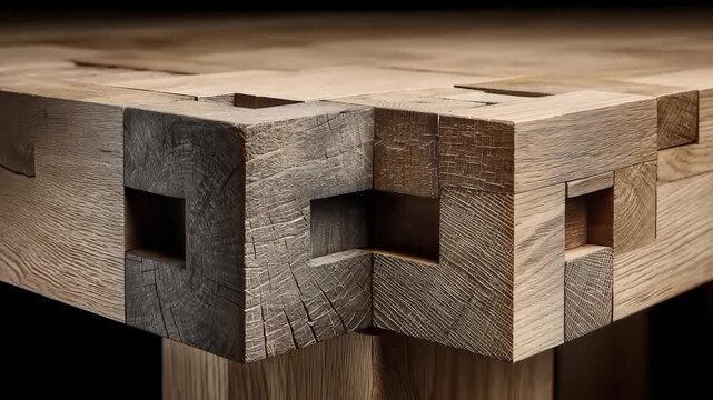 Mortise and Tenon Structure Wooden Table Corner Design Details Display