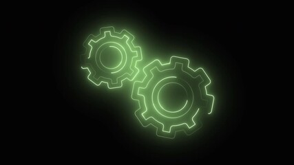 Luminous green gears interlock in a seamless digital process, illustrating concepts of futuristic technology and system synergy - Powered by Adobe