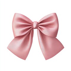 A delicate, blush-pink satin ribbon bow,  perfectly symmetrical and smooth, sits on a plain white background.  It's a 3D rendering, showcasing a full, voluminous bow shape