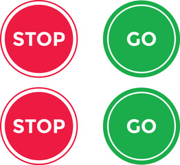 Stop and Go Sign. red stop symbol and green go symbol collection