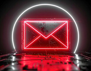 Digital email icon on circuit board