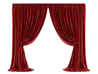 Red velvet stage curtains, wide open