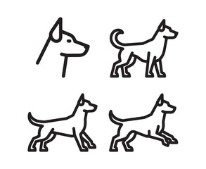 Four Black Line Art Dog Illustrations
