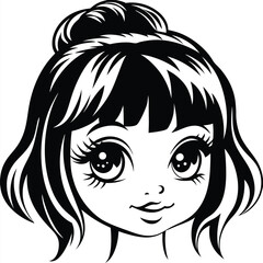 Adorable face portrait of a black haired girl smiling with a stylish bun