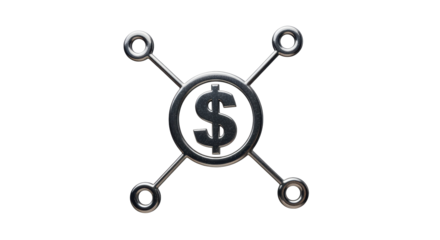 Isolated financial network, business connections with money, funding strategy, dollar sign