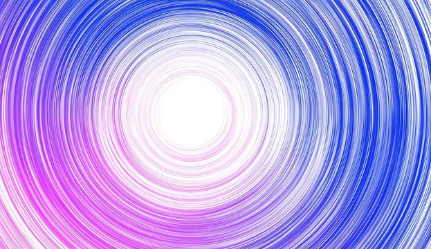 Abstract circular design with concentric, vibrant streaks of blue and purple fading to white