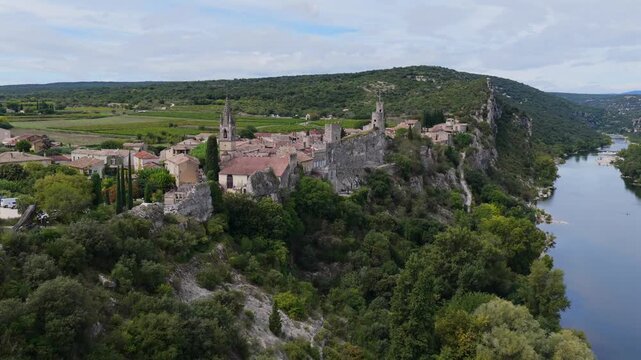Sunrise Over Balazuc Village and the Ard&egrave;che River Valley, France
