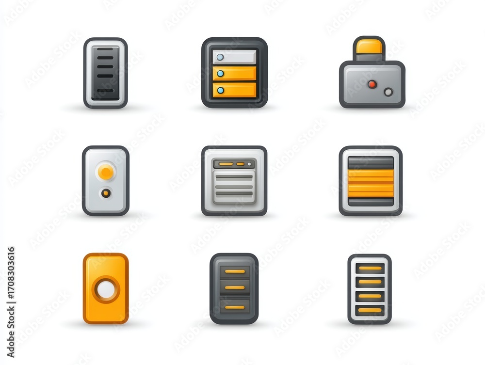 Poster comprehensive collection of mobile phone icons for app development and user interface design