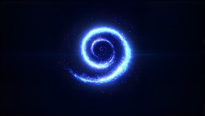 Blue Spiral Galaxy – Futuristic Abstract Cosmic Particle Swirl for Background or Design
