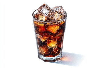 Glass of cola with ice cubes