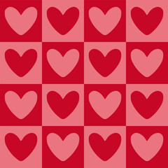 Red and pink heart seamless pattern. Romantic love background for Valentine s Day, wedding, textile, wrapping paper and holiday decoration.
