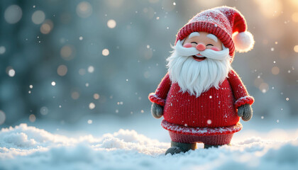 A cute plump, knitted Santa Claus