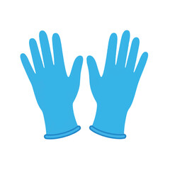 Fototapeta premium A pair of light blue nitrile gloves, shown palms up.