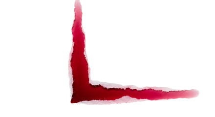 Red liquid stain in l shape isolated on transparent background