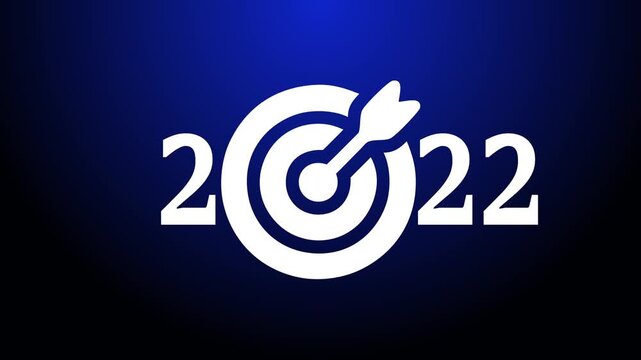 2022 in the form of numbers and darts instruments on a blue background.Business targets refer to specific, measurable goals or objectives that a company sets to achieve within a defined time frame.