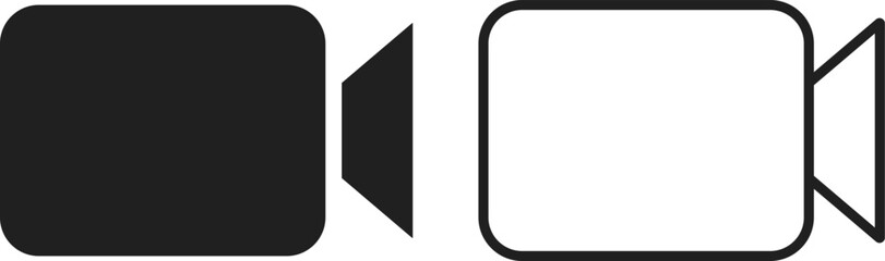 Video camera icon set. Video record symbol. video call sign line and bold style