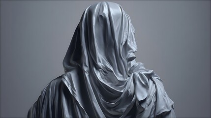 Naklejka premium Enigmatic Sculpture Unveiled: A Modern Artistic Concept for Creative Projects and Inspirational Designs, Evoking Mystery and Intrigue