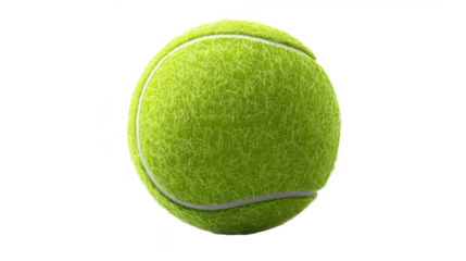 Bright Green Tennis Ball with Textured Surface on White Background
