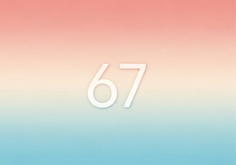 Stylish Pastel Gradient Background Blending Pink, Cream, and Blue with the Number 67