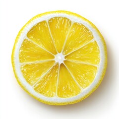 High-angle close-up of a bright yellow lemon slice