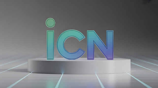 3D ICN Logo on a Pedestal with Gradient Colors