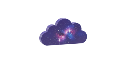 This captivating cloud-shaped object, featuring a vibrant galaxy nebula pattern, beautifully merges themes of digital technology, imagination, and the vast cosmos.