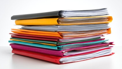Stack of colorful file folders and documents
